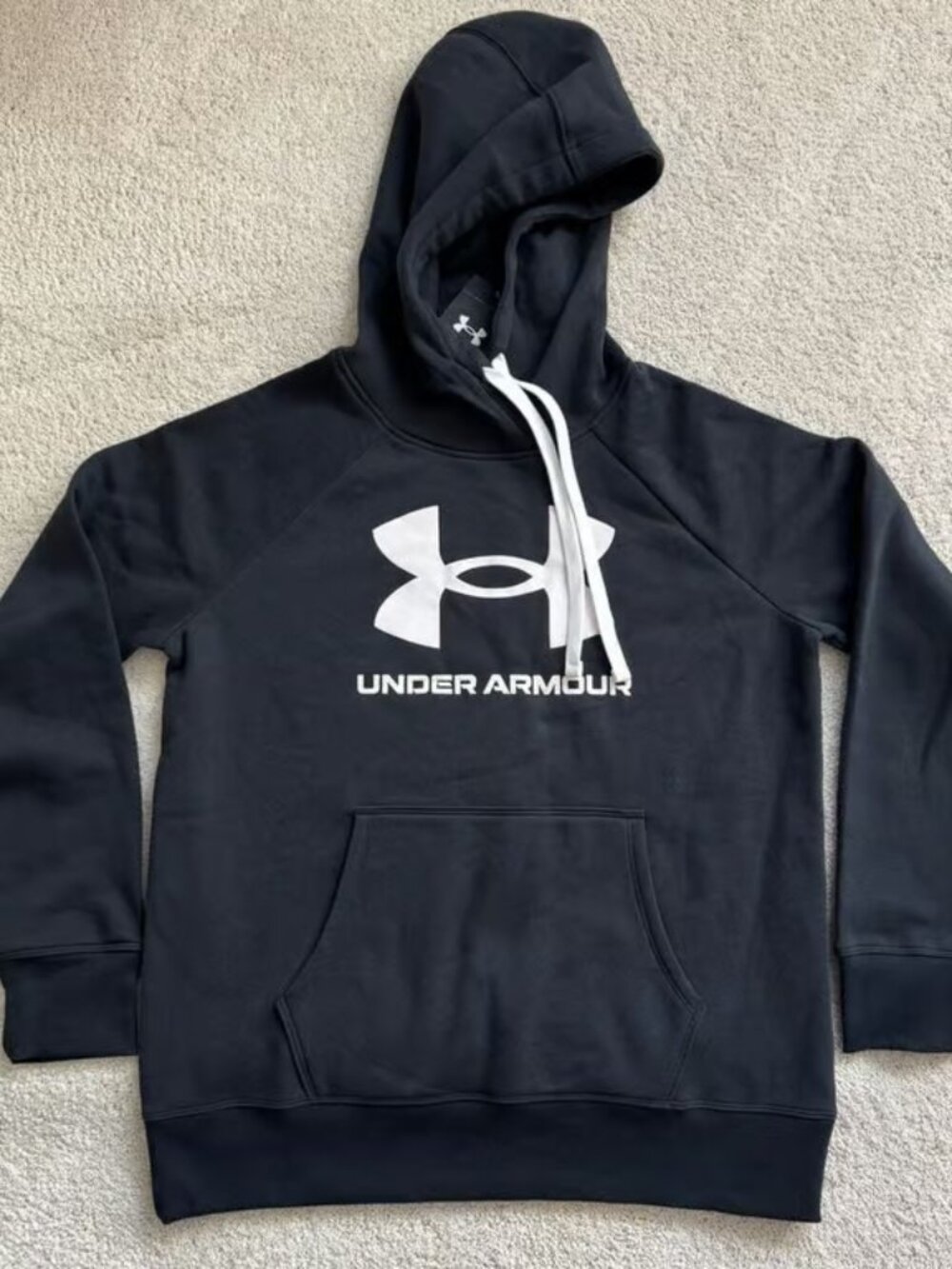 Under Armour UA Rival Fleece Logo Black Pullover Hoodie Athletic